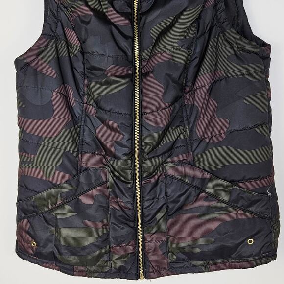Maurices Puffer Vest Medium Camo Print Sleeveless Zip Up Jacket with Pockets - Picture 5 of 11